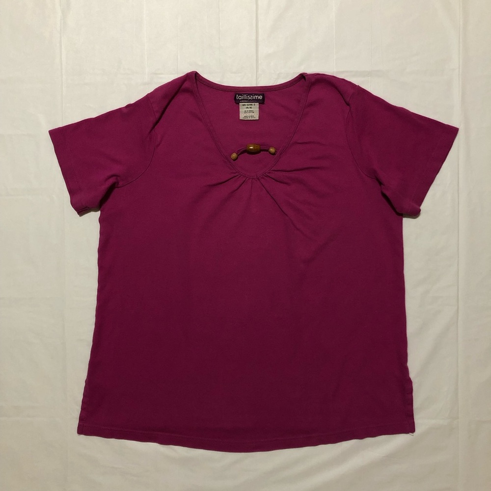 Taillissime Women’s Short Sleeve 100% Cotton Wood Accent Mulberry Top 14 / 16